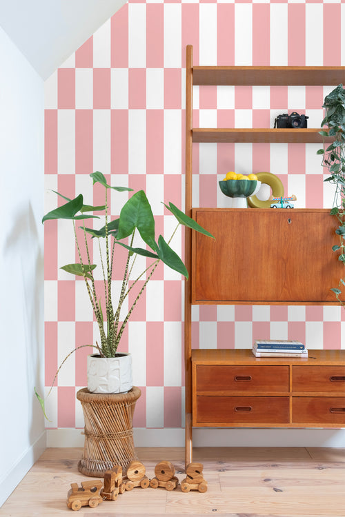 ESTAhome behang streep roze en wit - 50 x 900 cm - 130918