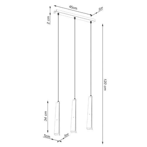 Sollux Lighting Hanglamp PRYSM 3L wit - 45x5x120cm