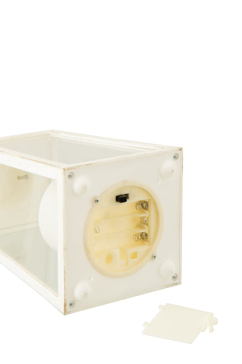 J-Line lantaarn + kaars - glas - wit - small - 2 stuks - LED lichtjes