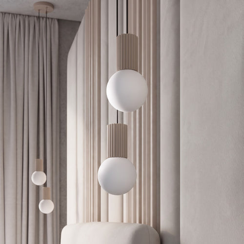 Sollux Lighting Hanglamp HALO 2P taupe - 15x15x120cm
