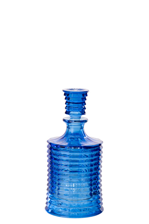J-Line karaf Geribbeld - glas - blauw