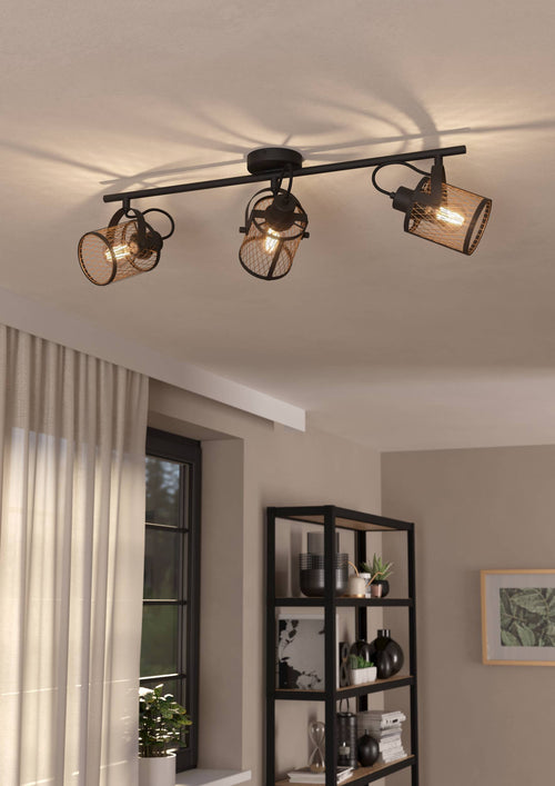 EGLO spot Dellow - e27 - 3 lichts - 83 cm - zwart/geelkoper - vtwonen shop