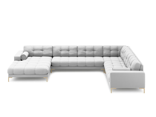 Cosmopolitan Design Panoramische hoekbank rechts Bali 7-zits, structurele stof, lichtgrijs - 256x327x75cm