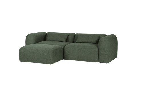 noo.ma Yaro 3-zits hoekbank links - Thyme Green bouclé, soft zit