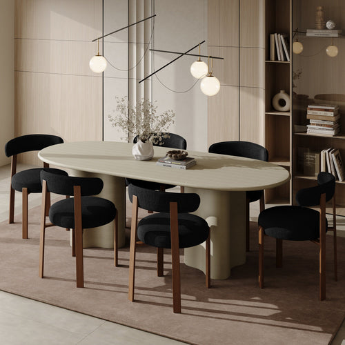 Sia Home - Set van 2 stoelen JUNA - chenillefluweel zwart 51cm