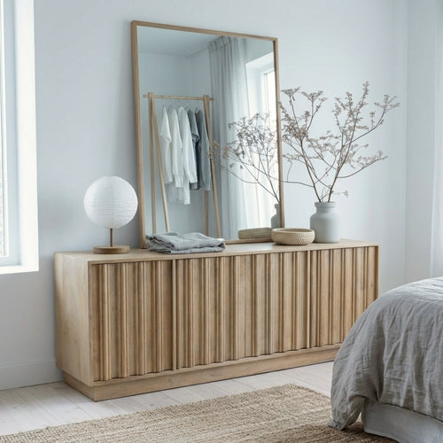 Giga Meubel Dressoir Nika - Mangohout - Naturel - 180x40x63cm