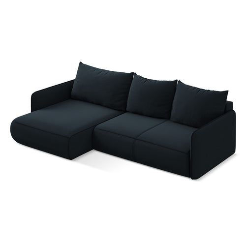 LaMiaSofa hoekbank links Palermo - velours - koningsblauw - 240x148x86