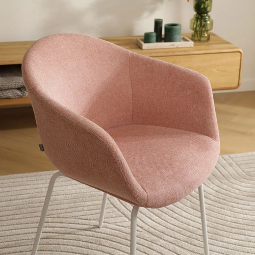 Nolon Nora-Otis Eetkamerstoel Zacht Roze - met Armleuning - Wit - vtwonen shop