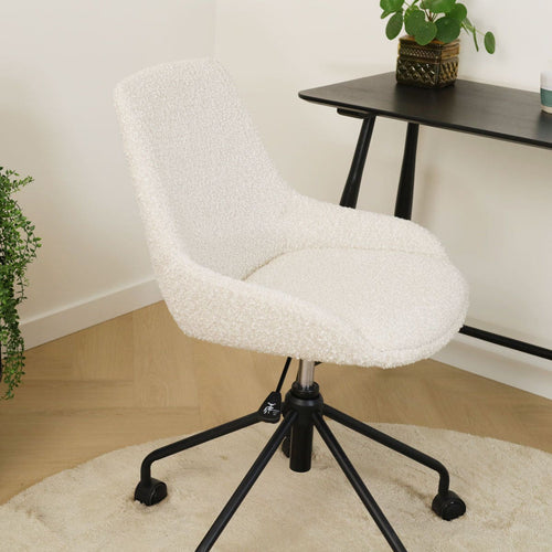 Nolon Nout-Isa Bureaustoel Bouclé Beige - Stof - Zwart Onderstel - vtwonen shop