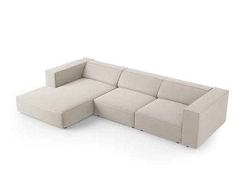 Cosmopolitan Design linker hoekbank Arendal 4-zits, flueel, ecru - 166x284x70cm