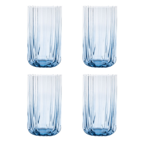 Brut Homeware | Longdrink Gaia | Set van 4 | Sapglas | 460ml | blauw