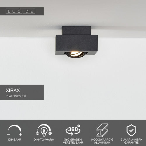 Lucide plafondspot XIRAX - 1xGU10 - Zwart