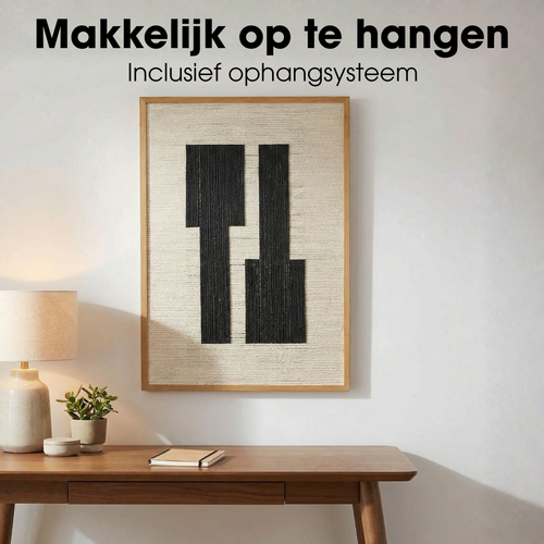 Mica Decorations Wanddecoratie - Wandpaneel Abstracte Kunst 70 x 50 x 2,5 cm - Woondecoratie voor Woonkamer of Slaapkamer - Zwart