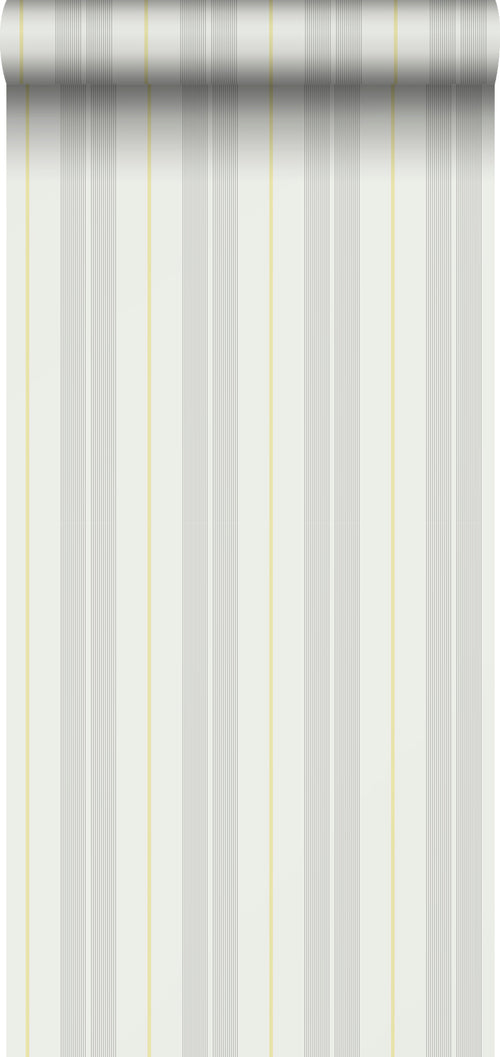 Sanders & Sanders behang strepen grijs en geel - 53 cm x 10.05 m - 640695