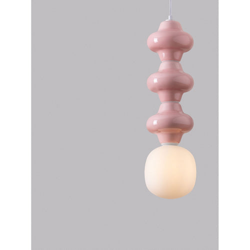 Nova Luce CLIO Hoge, slanke hanglamp voor aan het plafond, roze, mat wit, E14 fitting, 1x5W