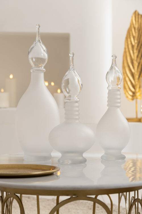 J-Line vaas + stop flesje deco joey - glas - transparant - small - vtwonen shop