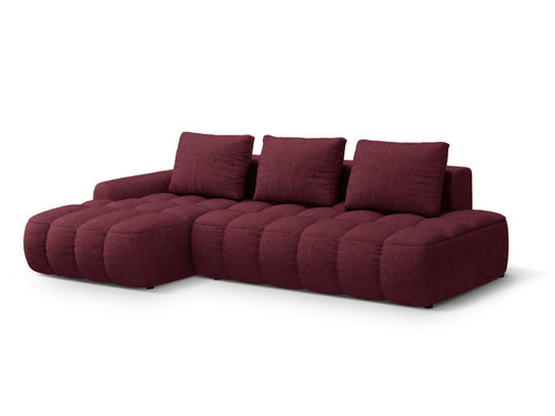 Cosmopolitan Design Uitklapbare hoekbank links met opbergdoos Linz 3-zits, structurele stof bordeaux - 142x275x84cm