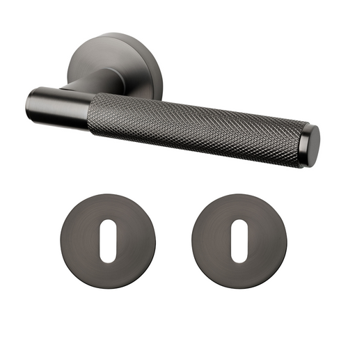 MooideurBeslag Luxor deurklink geveerd - sleutelrozet - antraciet grijs