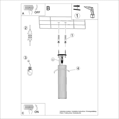 Sollux Lighting Plafondlamp KARBON 30 bordeaux - 6,5x6,5x30cm