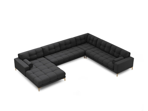 Cosmopolitan Design Panoramische hoekbank rechts Bali 7-zits, structurele stof, donkergrijs - 256x327x75cm