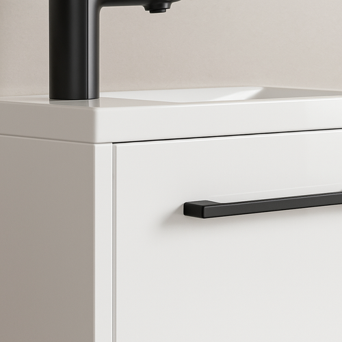 Badplaats Toiletmeubel Florence 40 x 22 cm – Hoogglans Wit – Fonteinmeubel met Witte Wastafel