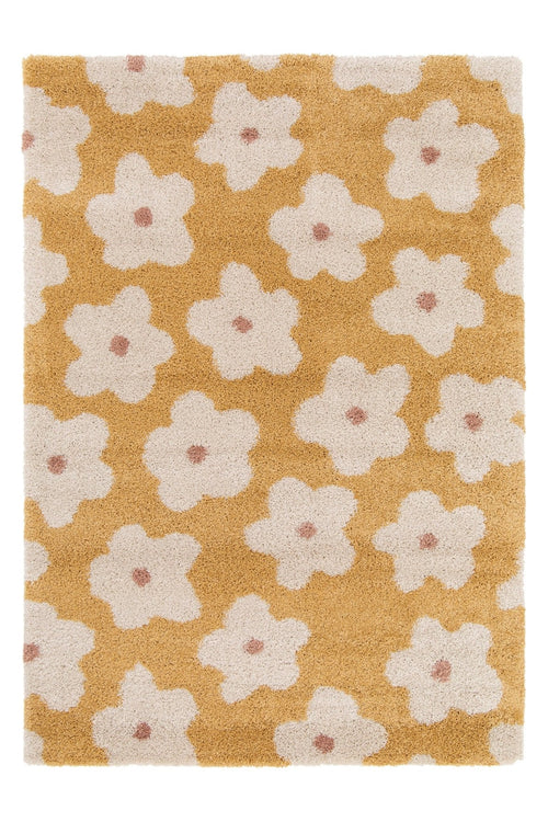 AFK Living vloerkleed Bloemen - voor kinderen - geel - 120 x 170 cm