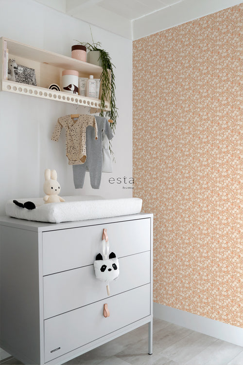 ESTAhome behang bloemetjes licht terracotta - 53 cm x 10.05 m - 139580