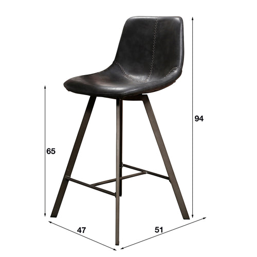 Giga Meubel Barstoel Zig-Zag - Zwart Kunstleer - Set van 2