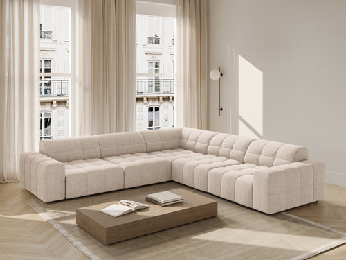 Cosmopolitan Design Symmetrische hoekbank CHICAGO 4-zits, chenille beige - 285x285x78cm