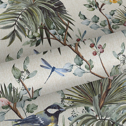 Sanders & Sanders behang tropische jungle bladeren en paradijsvogels vergrijsd groen - 53 cm x 10 m - 640002 - vtwonen shop