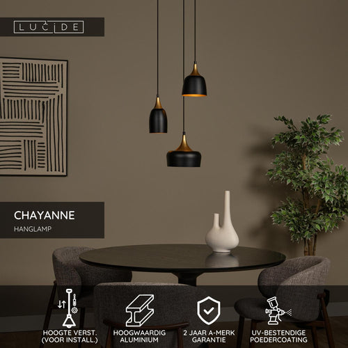 Lucide hanglamp CHAYANNE - 3xE14 - Zwart