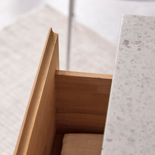 Tikamoon Badkamermeubel van massief teakhout en moon premium terrazzo 60 cm - Lichtbruin - vtwonen shop