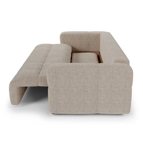 Premium Interiors - Slaapbank met opbergruimte VIBE - zacht aanvoelende geweven stof beige 247cm