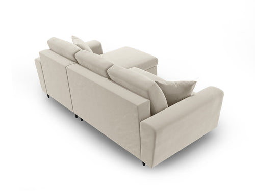Cosmopolitan Design Omkeerbare converteerbare hoekbank met opbergdoos Kyoto 4-zits, flueel lichtbeige - 145x241x88cm