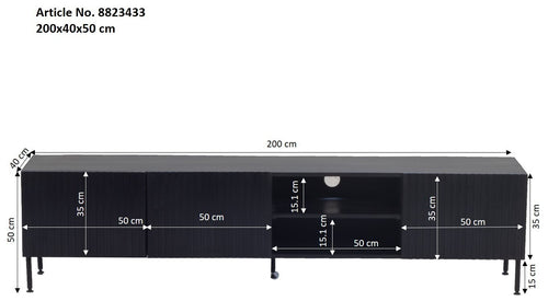 Giga Meubel Tv-Meubel Roman - Zwart Mangohout - 200x40x50cm - vtwonen shop