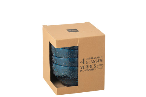 J-Line kom Acryl - kunststof - azuurblauw  - doos van 4 - vtwonen shop