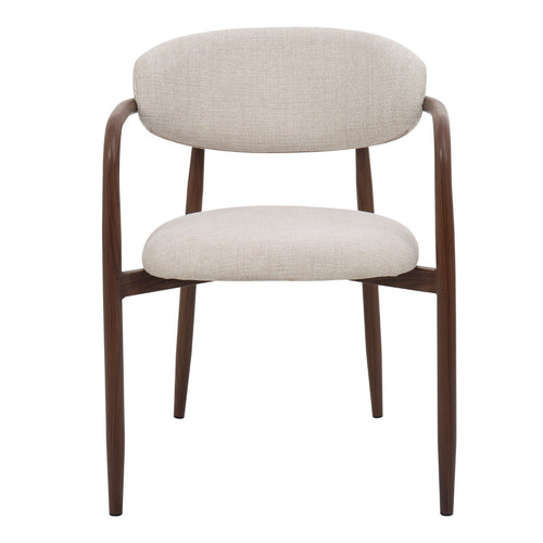 Giga Meubel Eetkamerstoel Alexia - Beige Stof Metaal - 59x57x77cm - Set van 2