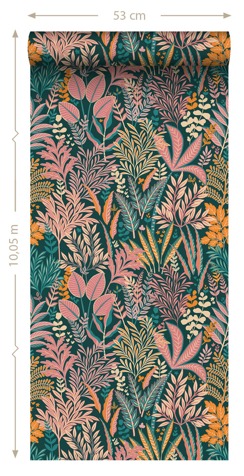 ESTAhome behang tropische bladeren en bloemen meerkleurig - 50 x 900 cm - 131663 - vtwonen shop