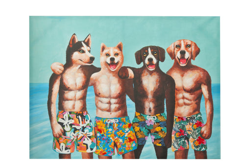 J-Line wanddecoratie Honden Zwemshort - canvas/verf - mix
