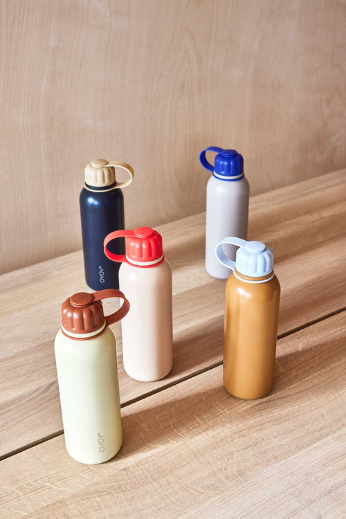 OYOY Drinkfles 6,8 x 6,8 x 22,4 cm – Blauw roestvrij staal