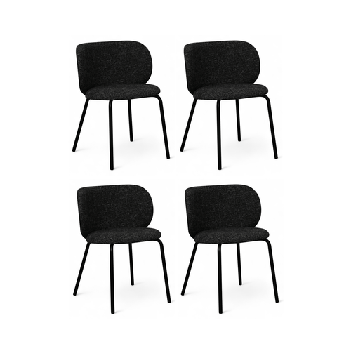 Furnhouse eetkamerstoel Nanna - Zwart - Stof (Bouclé) - Set van 4