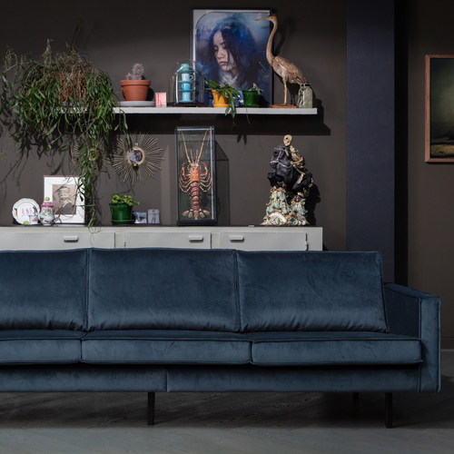 WOOOD 3-zits bank Rodeo - Velvet - Teal - 85x277x86 - vtwonen shop