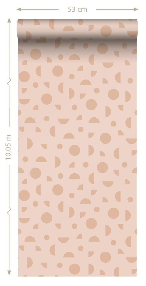 ESTAhome behang grafisch motief terracotta roze - 50 x 900 cm - 139751 - vtwonen shop