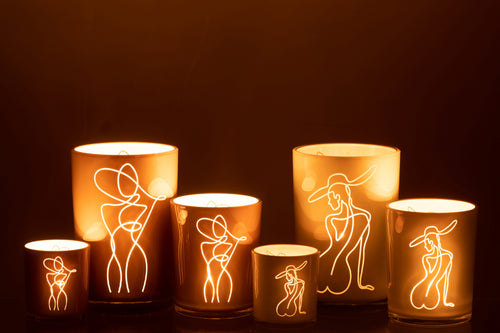 J-Line windlicht Vrouw - glas - mix - large - 2 stuks - vtwonen shop