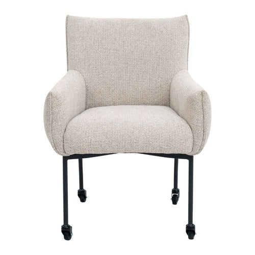 DÉJA Living Eetkamerstoel Arboga - Taupe/Zwart - Incl. Wielen - Set van 2