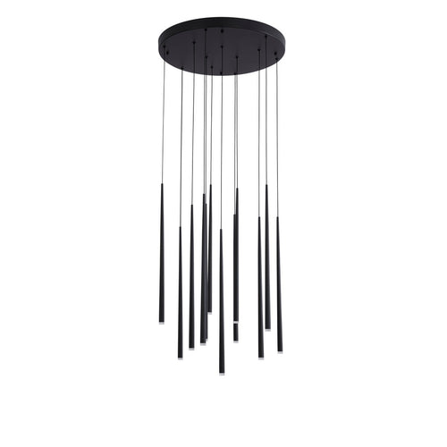 Merano Burnaby 12 lichts cluster hangende plafondlamp Sandy zwart aluminium LED 12x3W 2280Lm 3000K