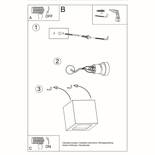 Sollux Lighting Wandlamp keramiek LEO grijs - 14x14x14cm