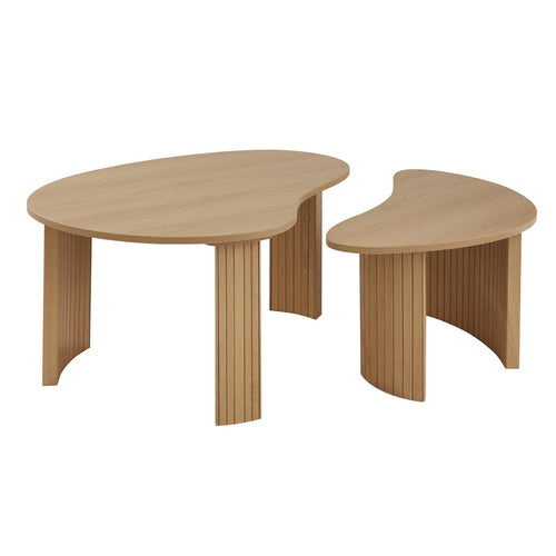 Calicosy - THEA Set van 2 salontafels - Licht hout - 60x80x40 cm