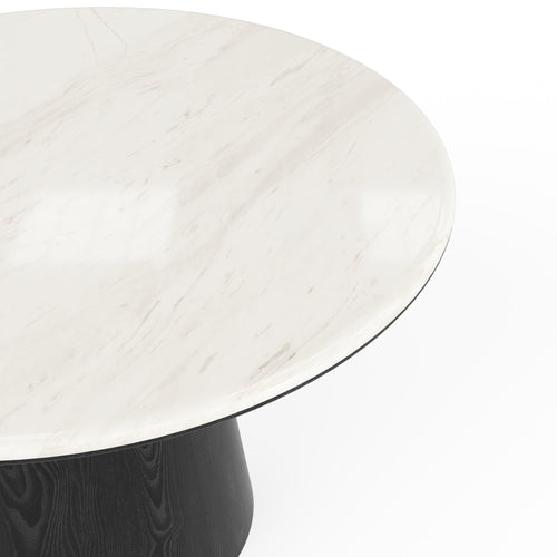 Premium Interiors - Eettafel VERO - multiplex en marmer wit marmer en zwart hout 120cm