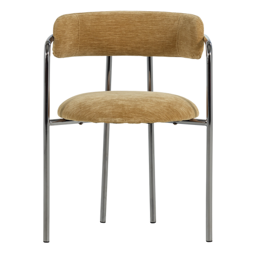 WOOOD eetkamerstoel Cuby - Chroom Stof - Lichtgeel - Set Van 2 - 80x68x55